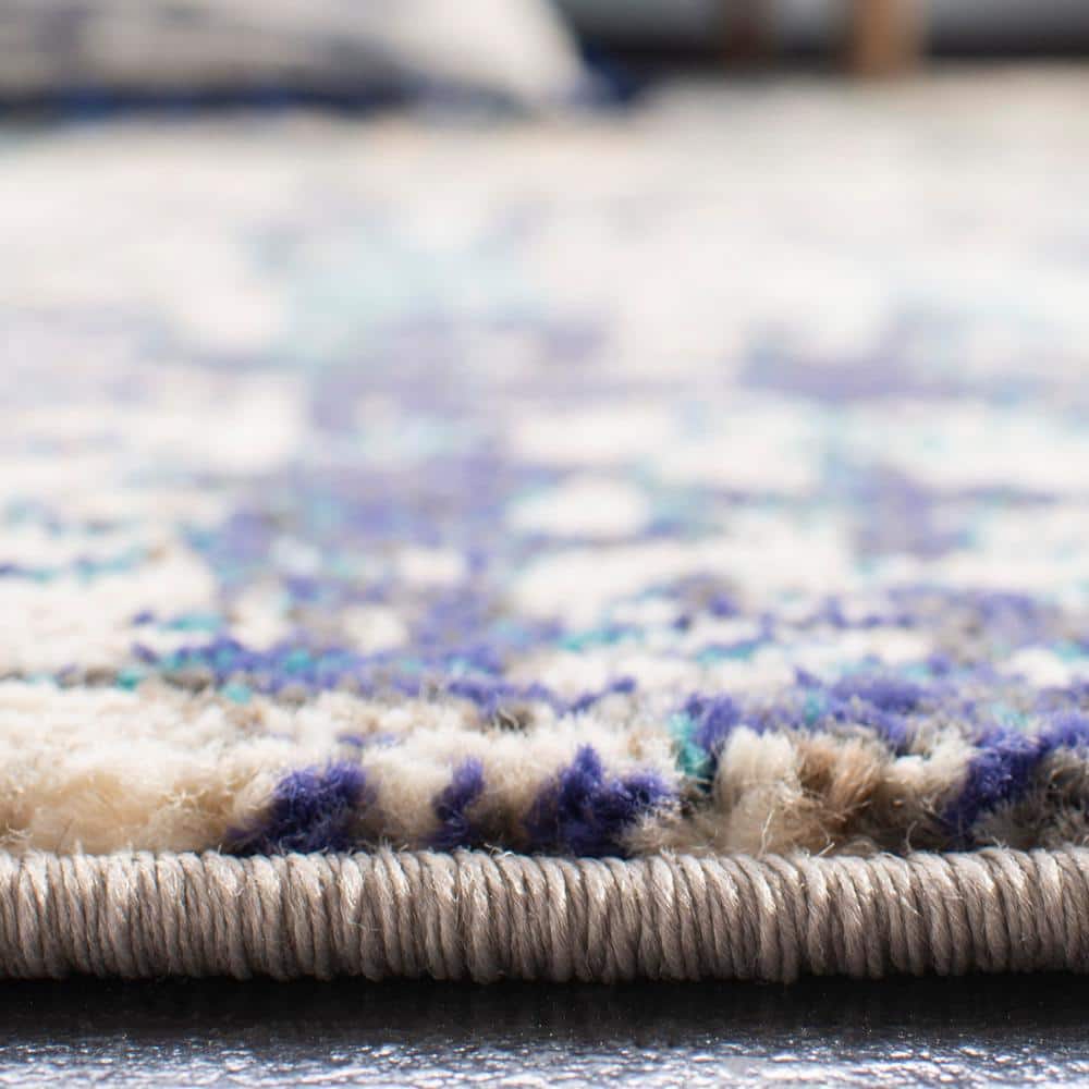Madison Cream/Blue 9' x 12' Easy-Care Synthetic Area Rug