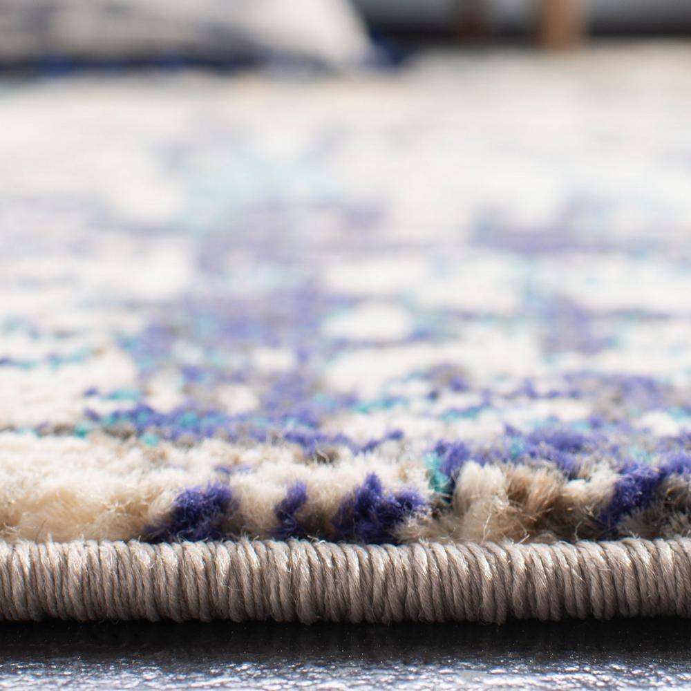 Madison Vintage Cream/Blue 9' Square Synthetic Area Rug