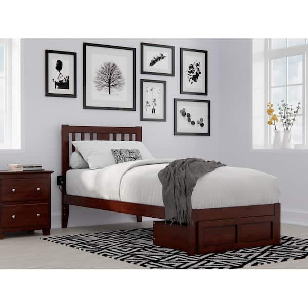 AFI Tahoe Walnut Twin Extra Long Solid Wood Storage Platform Bed with Foot  Drawer and USB Turbo Charger AG8912414 - The Home Depot
