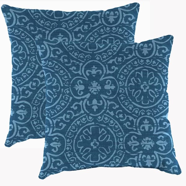 17 in. L x 17 in. W x 4 in. T Square Reversible Outdoor Throw Pillow in Oberring Tuscan and Quasi Tuscan (2-Pack)