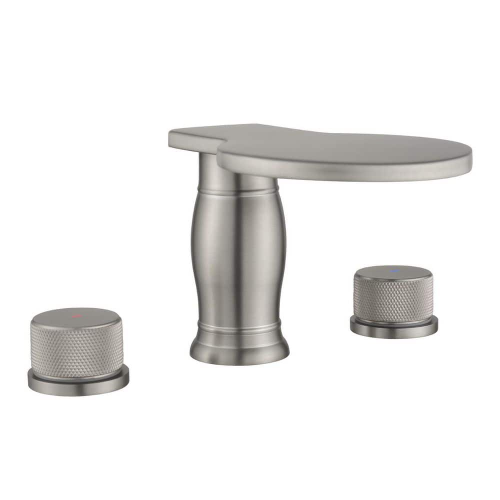 Miscool Carlois 8 in. Widespread Double Handle Bathroom Faucet in Brushed Nickel ( Bathtub/Basin ...