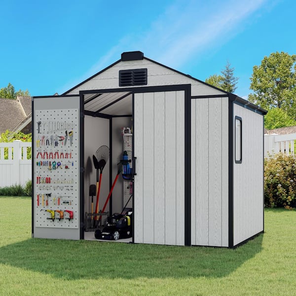 HOMMOW 8' W x 6 ft. D Outdoor Large Plastic Resin Storage Shed