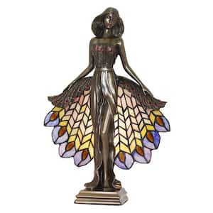 16 in. Cold Cast Bronze Accent Lamp with Hand Rolled Art Glass