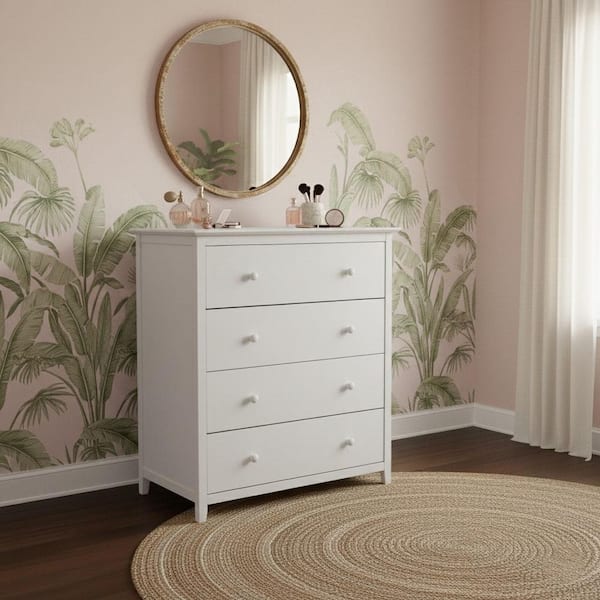 International Concepts Brooklyn White 4 Drawer 29.5 in. W Solid Wood Chest of Drawers