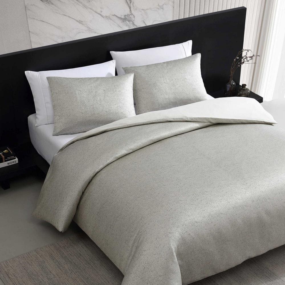 Taupe Satin Queen Duvet Cover Set with Shams
