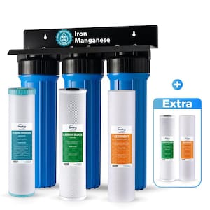 3-Stage Whole House Water Filter System,Iron and Manganese Removal,Extra Sediment and Carbon Replacement Filters