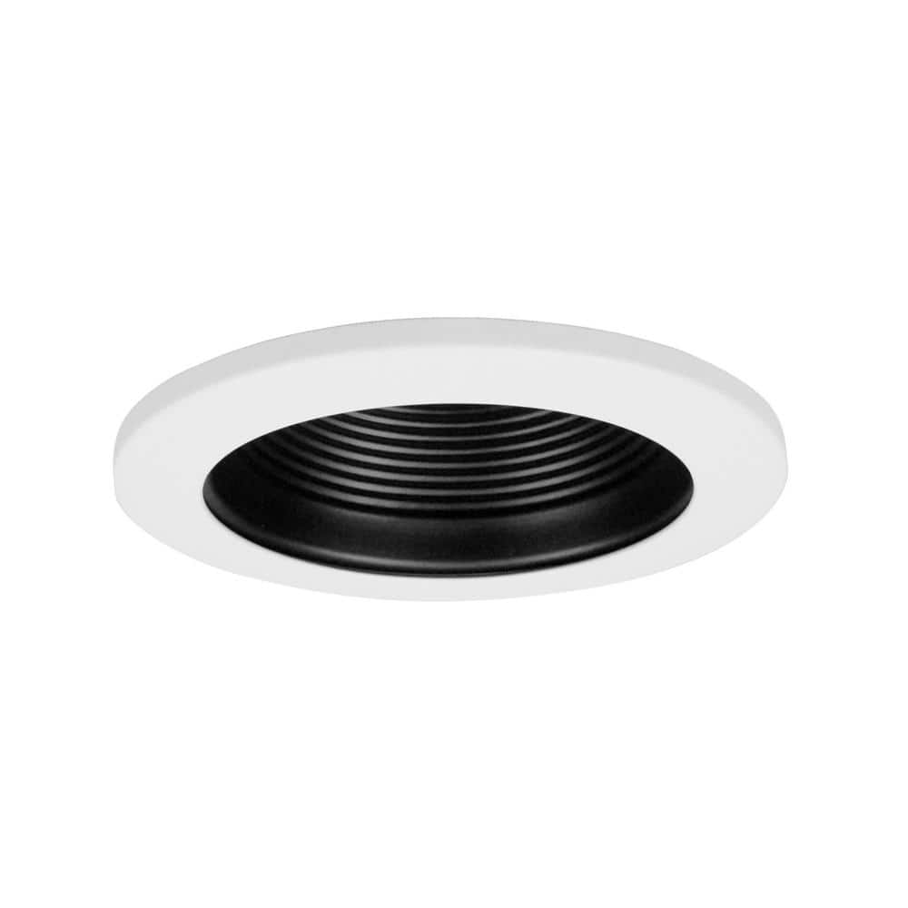 4-Inch Black and White Aluminum Recessed Baffle Trim