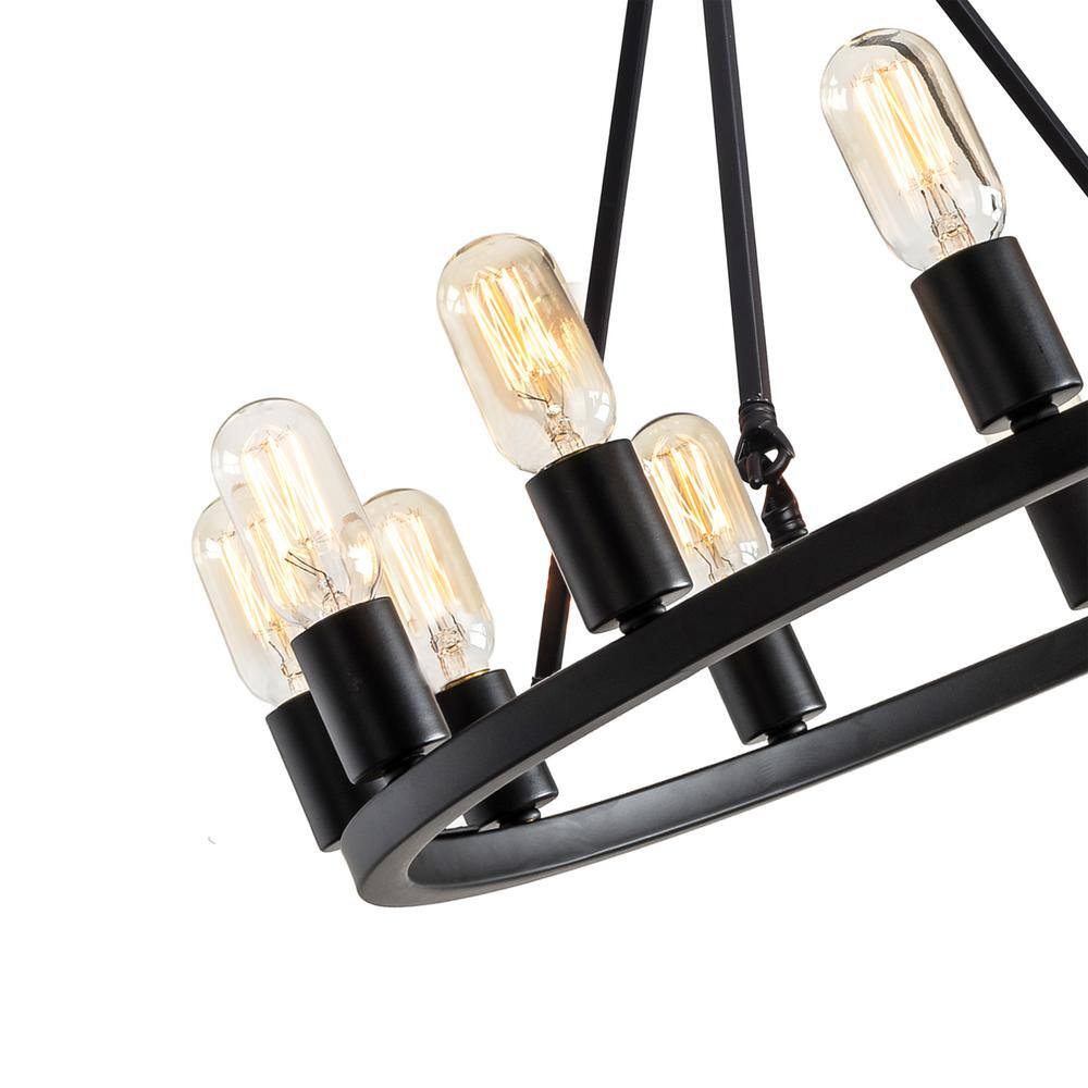 Viviana Black Iron Round 12-Light Candle Chandelier
