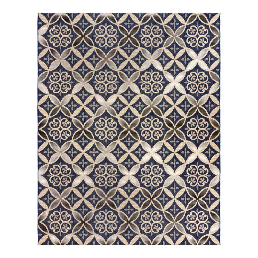 Paseo Niala Navy/Sand 9 ft. x 13 ft. Floral Medallion Indoor/Outdoor Area Rug price history on PriceWatchPro
