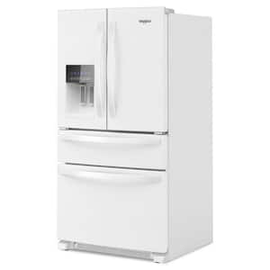 36 in. 24.5 cu. ft. Wide French Door Bottom Mount Refrigerator in White with Maximum Ice Capacity