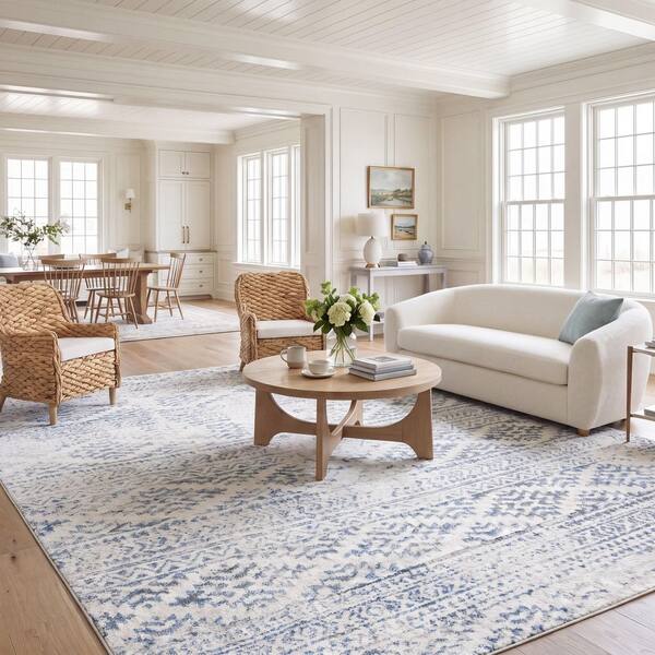 Tulum 10 x 13 Ivory/Turquoise Tribal TUL272E Area Rug