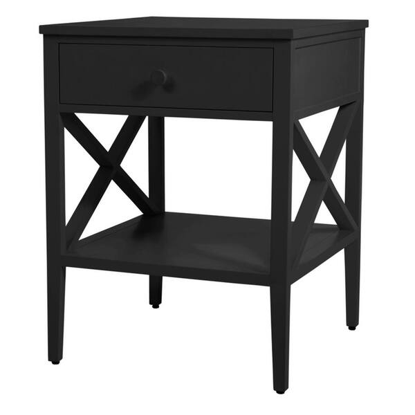 Better Homes & Gardens Oaklee Square End Table with Small Storage Drawer,  Charcoal Finish