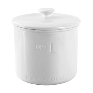 Simply White 55 oz. Porcelain Small Dry Goods Canister With Air Tight Lid