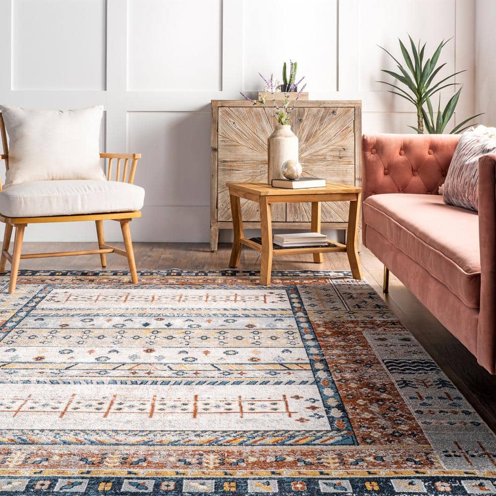 Shannon Beige and Multicolor Geometric Tribal 4' x 6' Area Rug