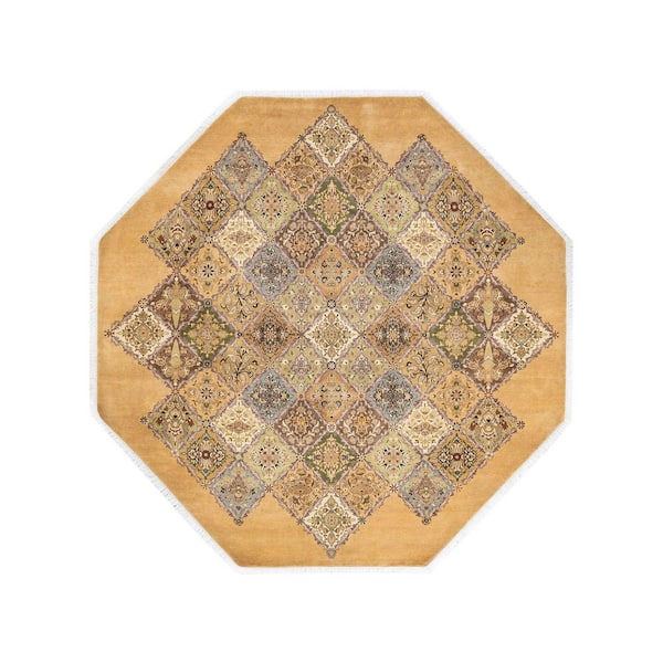 Solo Rugs Mogul One-of-a Kind Traditional Yellow 8 ft. 1 in. x 8 ft. 1 in. Oriental Area Rug