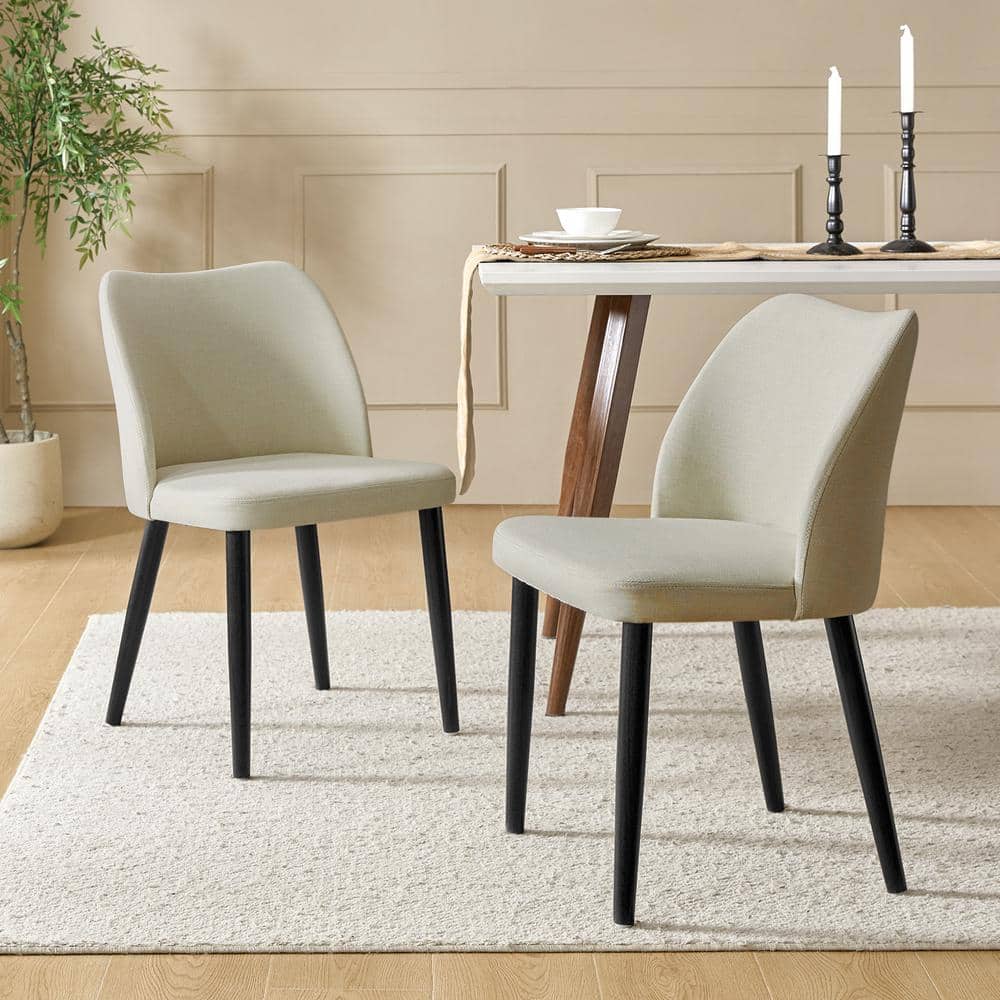 JAYDEN CREATION Eliseo Ivory Modern Dining Chair with Solid