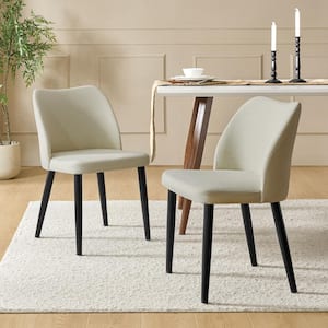 Eliseo Ivory Modern Dining Chair with Solid Wood Legs (Set of 2)