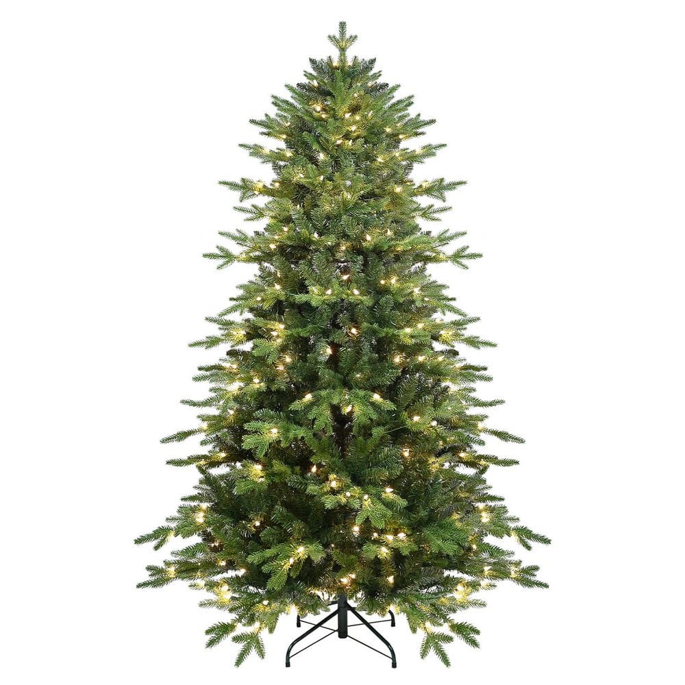 6 ft. Pre-Lit Christmas Tree with 350 Warm White LED Lights, 1390 Tips, Hinged Branch Design, Metal Stand, Easy Assembly price history on PriceWatchPro
