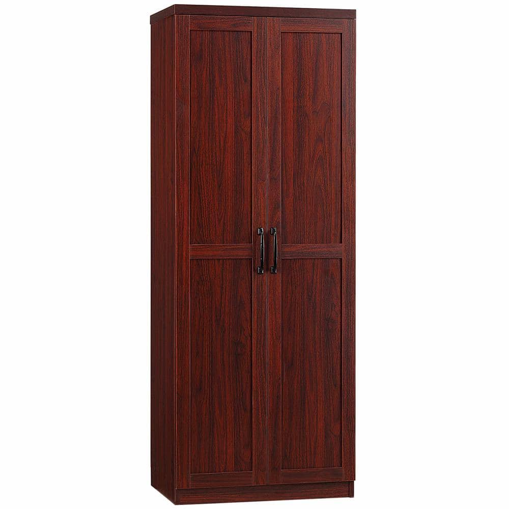 63 in. Wood Pantry Organizer with 5-Tier Shelving and 2 Adjustable Shelves in Cherry