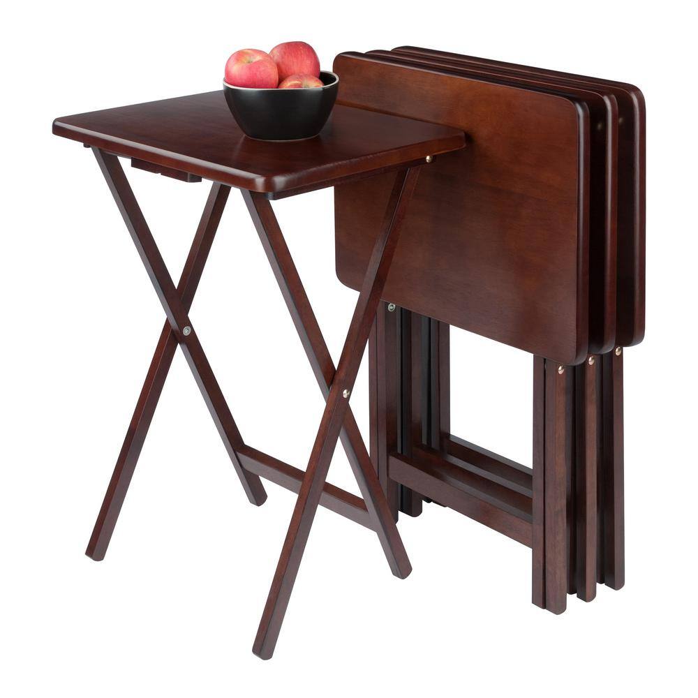 Walnut Foldable Snack Tables Set of 4
