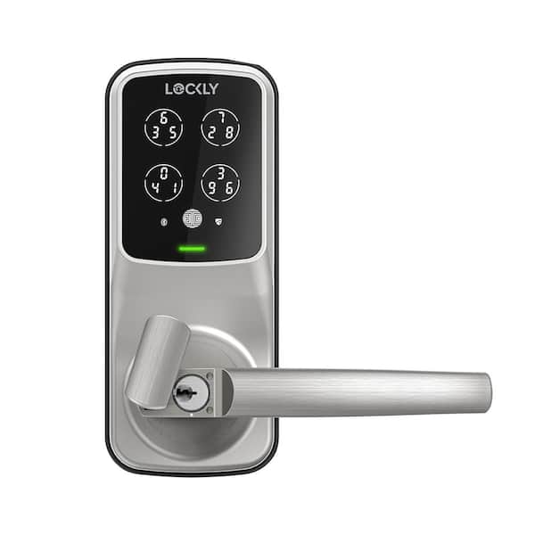 Lockly Secure Satin Nickel Smart Latch Lock with Hack-proof keypad, Programmable auto-locking and Full Mobile App Control