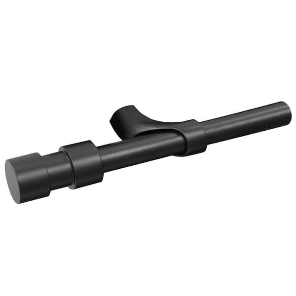 THERMALOGIC 36 in. - 72 in. Adjustable 1 in. Single Blackout Grommet Curtain Rod in Black with Double Cap Finials