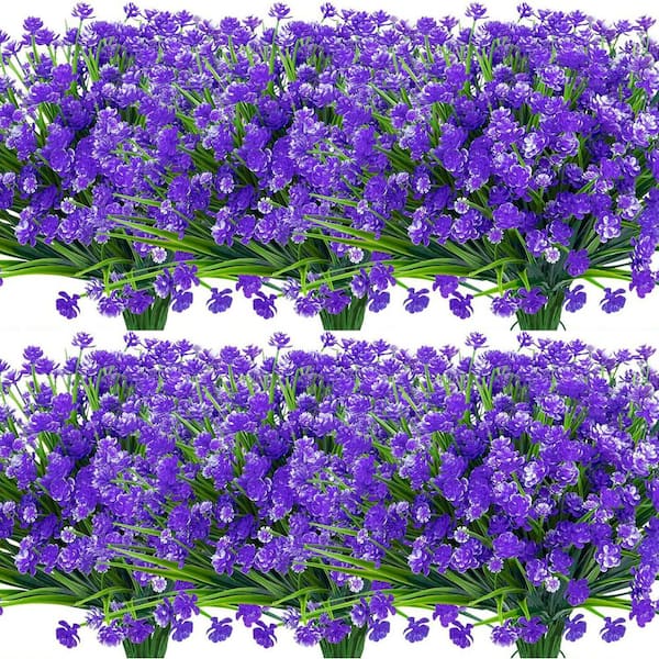 Unbranded 13.8 in. Purple Indoor/Outdoor Artificial Boston Fern Flowers UV Resistant 24 Bundles
