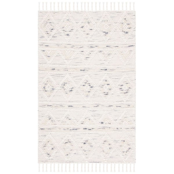 SAFAVIEH Natura 8 ft. x 10 ft. Ivory/Gray Diamond Striped Distressed Area Rug