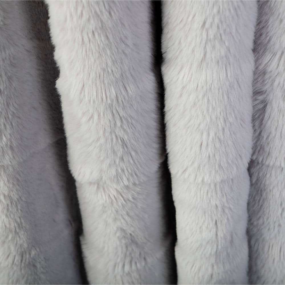 Gray Queen Size Reversible Faux Fur Blanket