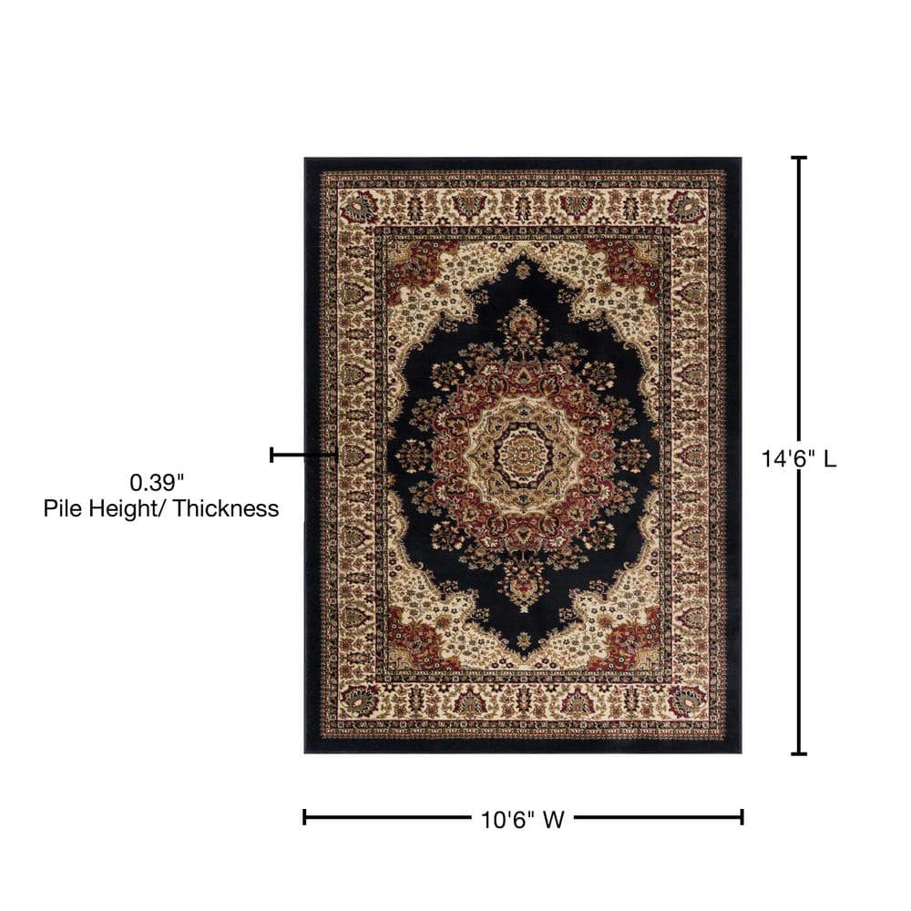 Sensation Black 9 ft. x 12 ft. Traditional Area Rug - thumbnail 7