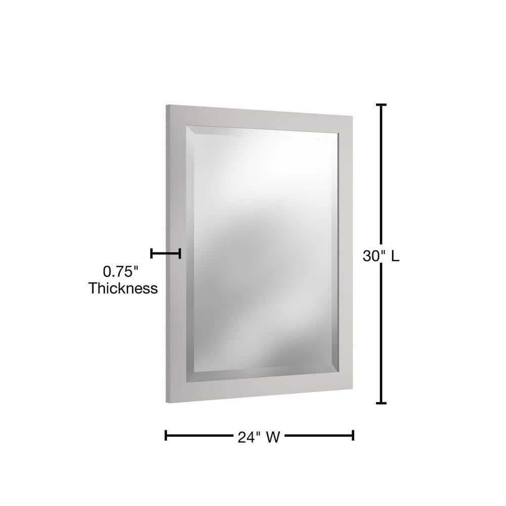 Sleek Gray Wood Framed Beveled Bath Vanity Mirror 24"x30"