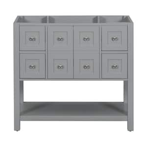 35.6 in. W x 17.9 in. D x 33 in. H Freestanding Bath Vanity Cabinet without Top in Grey