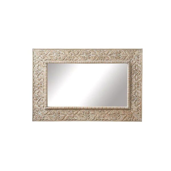 Unbranded Pachai Mango 36 in. H x 24 in. W Natural Wood Wall Framed Mirror
