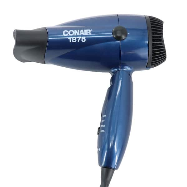 Conair 2 Speed Dual Voltage 1875 Watt Compact Folding Ionic Hair Dryer in Dark Blue 985121968M The Home Depot