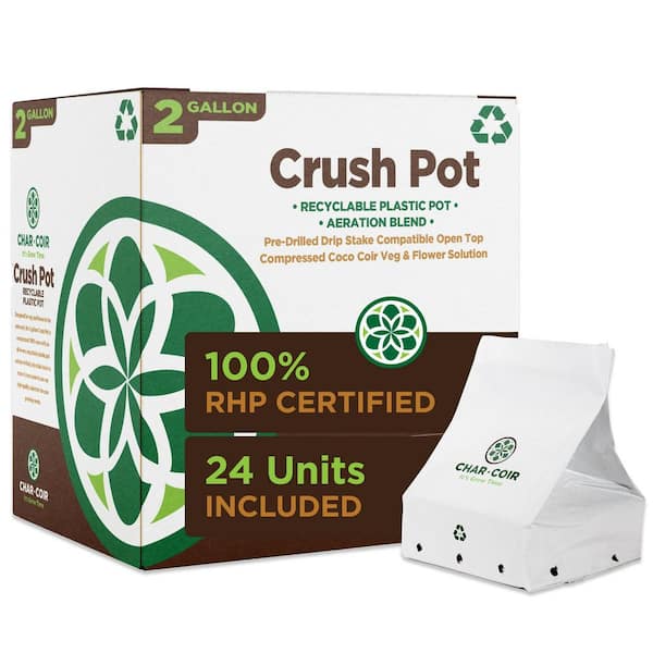 0.26 cu ft / 2-Gal Crush Pot 70% Coco Pith / 30% Coco Fiber Compressed Growing Medium in Plastic Pot (24-Pack / 36-Case)