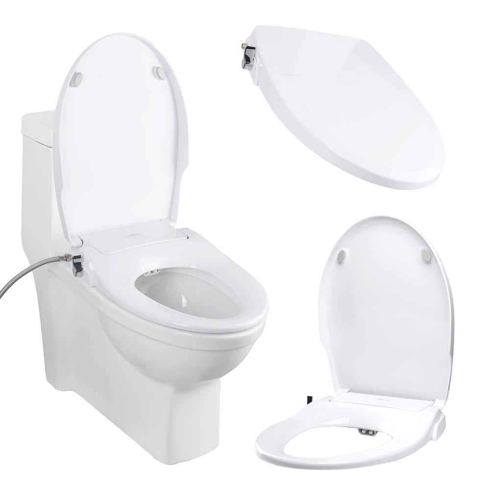 White Slim Zero Round Bidet Toilet Seat with Night Light