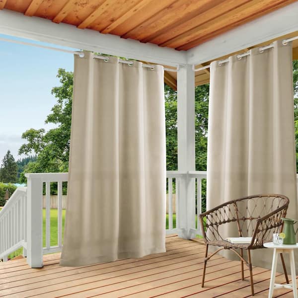 Cabana Taupe Solid Light Filtering Grommet Top Indoor/Outdoor Curtain, 54 in. W x 96 in. L (Set of 2)