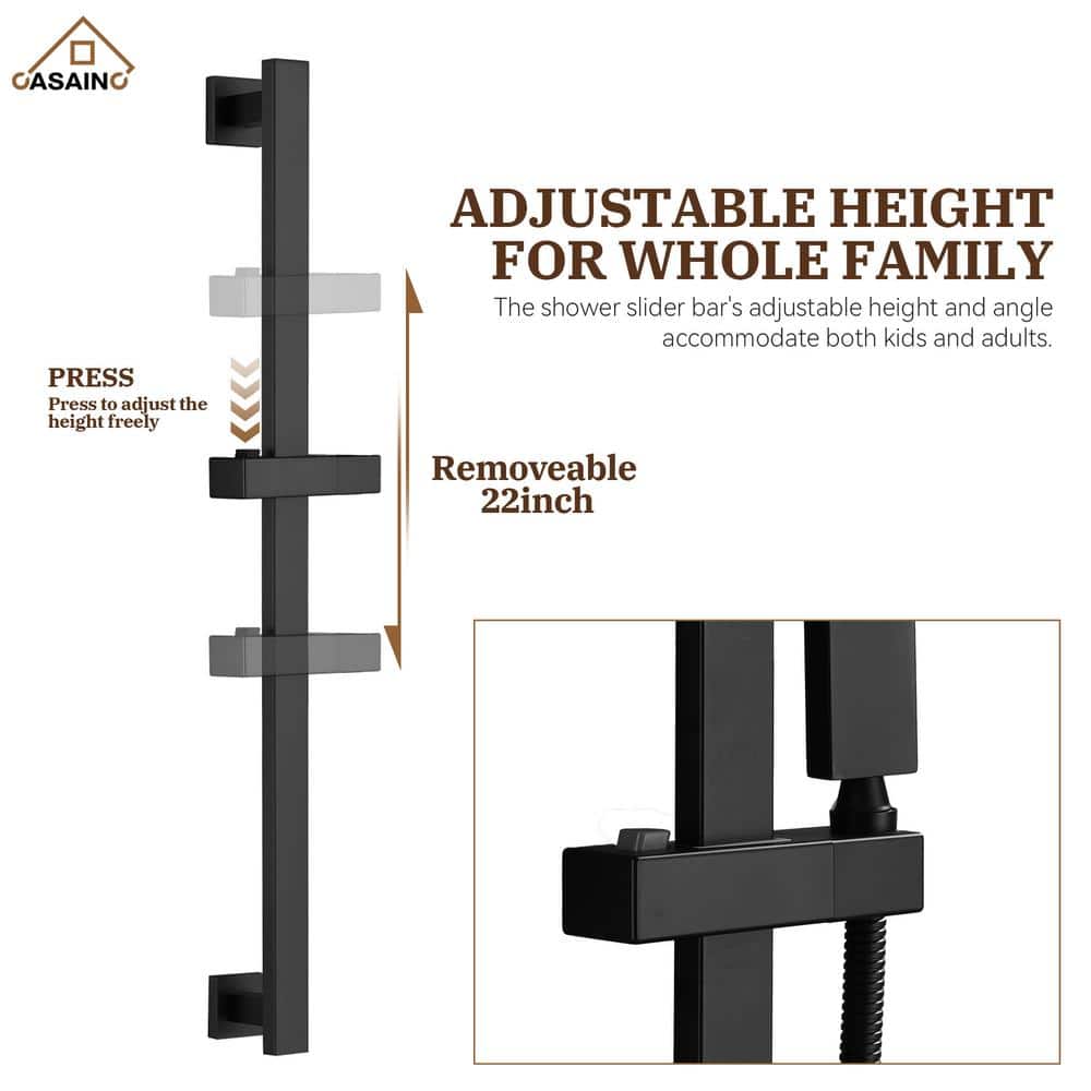 Matte Black Large Square Dual Rain Shower System