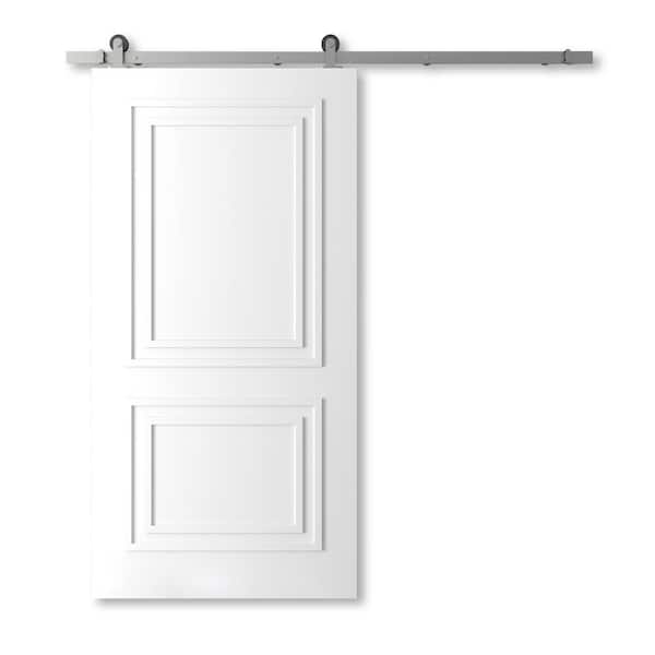 Urban Woodcraft 83 in. x 40 in. Atelier, Solid Core White Wood Barn Door with Sliding door Hardware