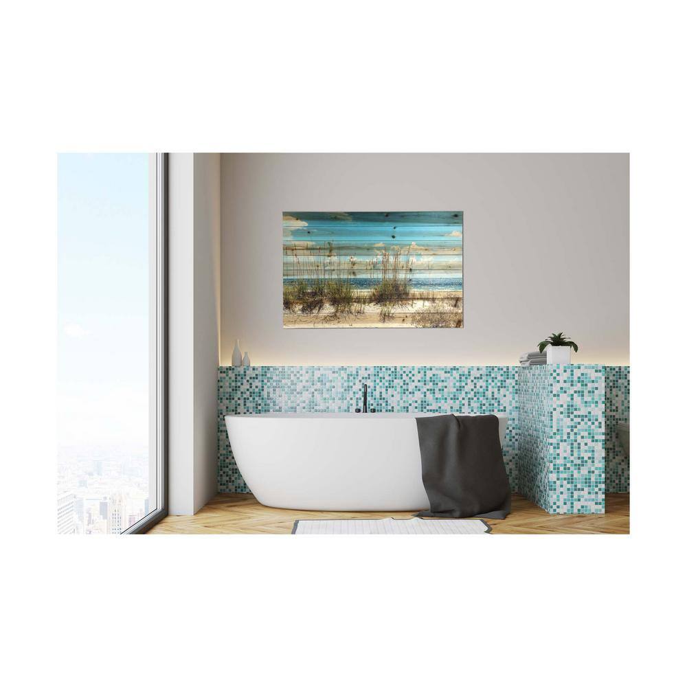 Beach Sand Dunes Coastal Print on Planked Wood Wall Art