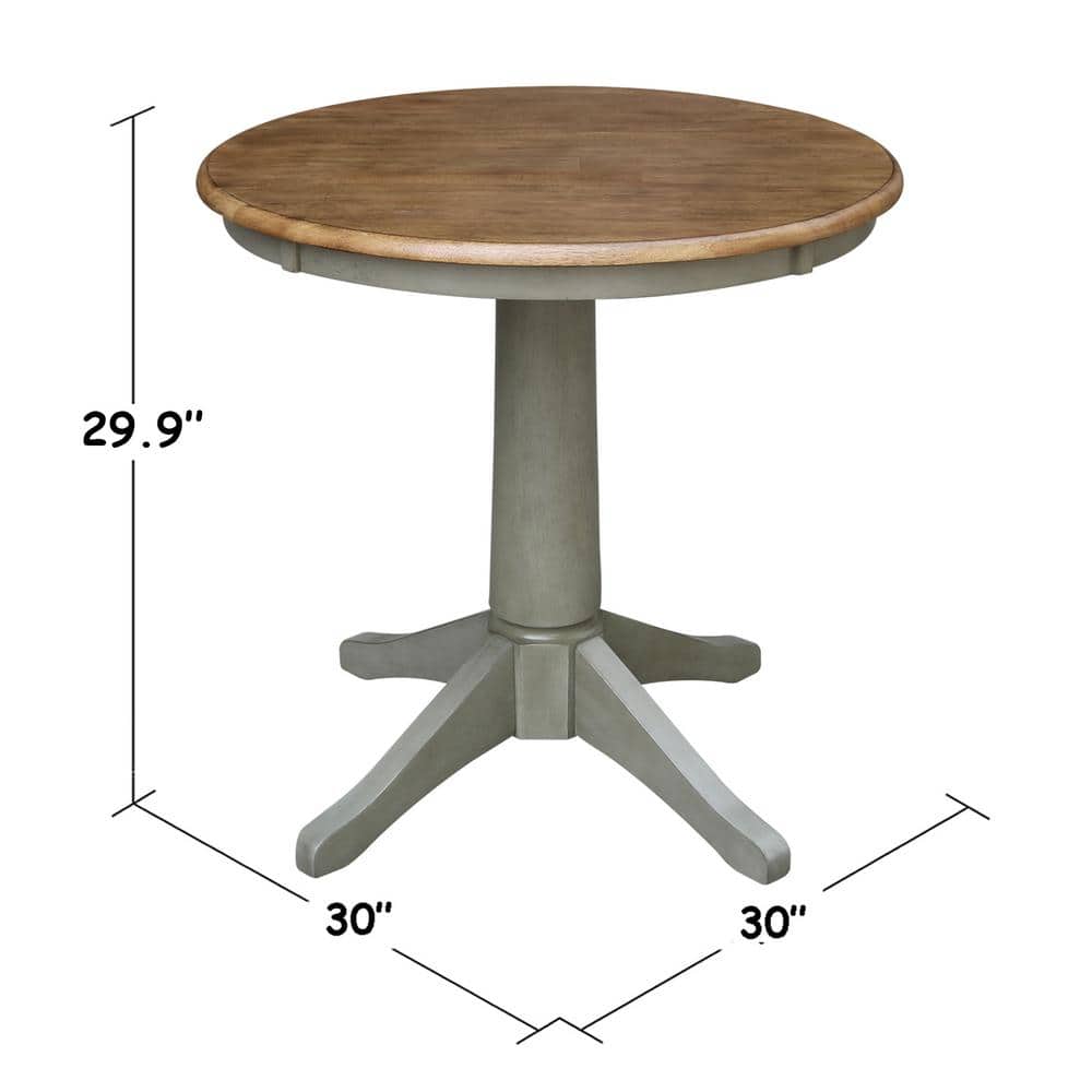 Distressed Hickory Stone 33" Round Solid Wood French Country Dining Table