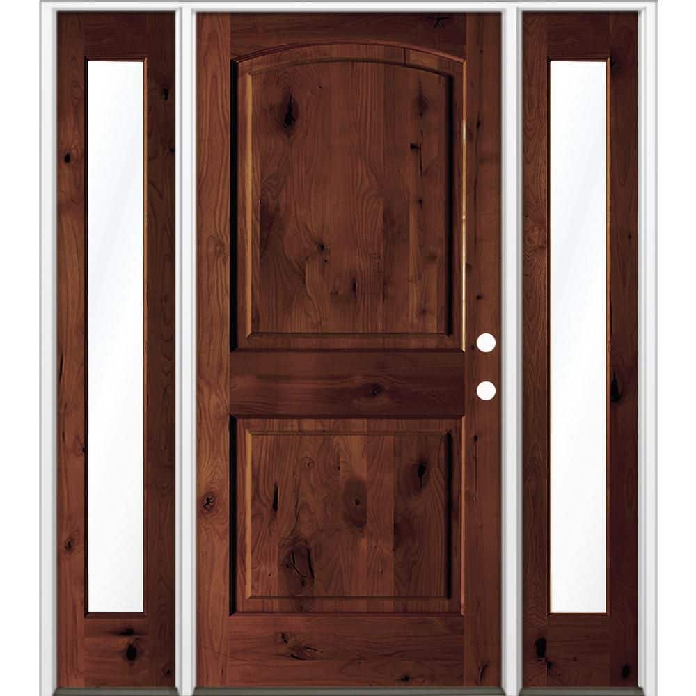 60 in. x 80 in. Knotty Alder 2 Panel Left-Hand/Inswing Clear Glass Red Mahogany Stain Wood Prehung Front Door DFSL price history on PriceWatchPro