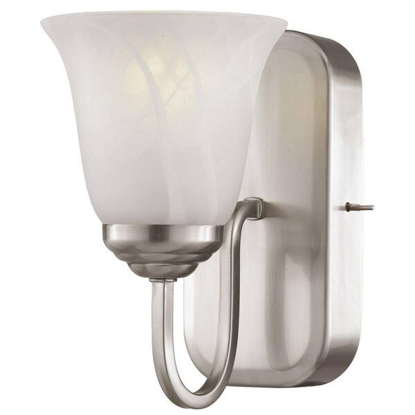 Bel Air Lighting 1-Light Fluorescent Brushed Nickel Wall Sconce with Marbleized Glass