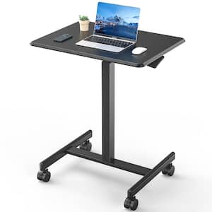 25.6 in. Black Mobile Adjustable Height Laptop Desk with Lockable Wheels