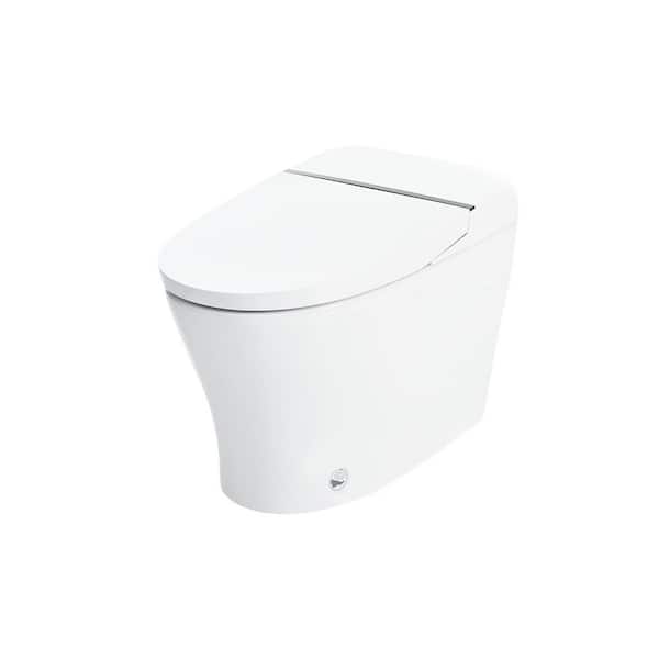 Elongated Bidet Toilet 1/1.28 GPF in White with Self-Cleaning Nozzle, Foot sensor Flush, Knob Control, Soft Close