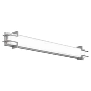 Simone 30 in. 1-Light Brushed Nickel 3000K LED Bathroom Vanity or Wall Light