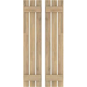 11-1/2 in. W x 35 in. H Americraft 3-Board Exterior Real Wood Spaced Board and Batten Shutters in Unfinished
