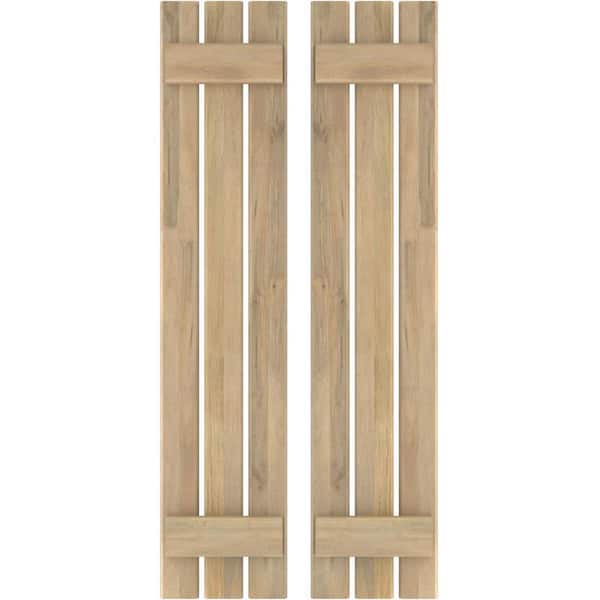 Ekena Millwork 11-1/2 in. W x 43 in. H Americraft 3-Board Exterior Real Wood Spaced Board and Batten Shutters in Unfinished