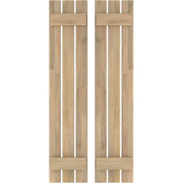Ekena Millwork 11-1/2 in. W x 71 in. H Americraft 3-Board Exterior Real Wood Spaced Board and Batten Shutters in Unfinished