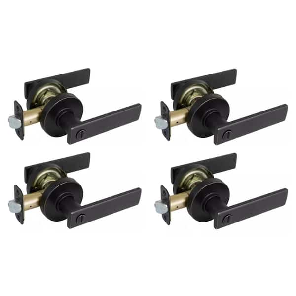 Defiant - Westwood Matte Black Bed/Bath Door Lever with Round Rose (4-Pack)